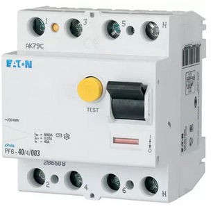 EATON 286506 Wyłącznik różnicowoprądowy PF6-25/4/03 25A 0,3A 300mA 4P 6kA /Typ AC/