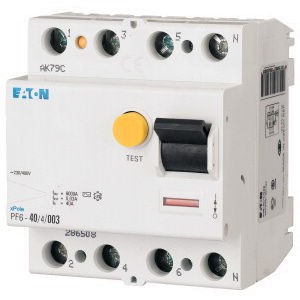 EATON Wyłącznik różnicowoprądowy PF6-40/4/01 40A 0,1A 100mA 6kA 4P /Typ AC/