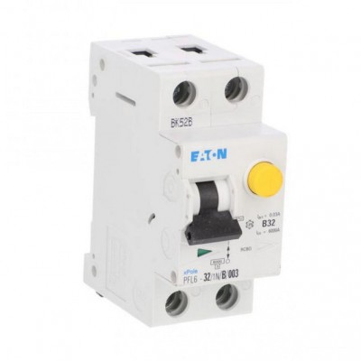 EATON Wyłącznik różnicowoprądowy z modułem nadprądowym PFL6-32/1N/B/003 B 32A 0,03A 30mA 2M 1P+N 6kA