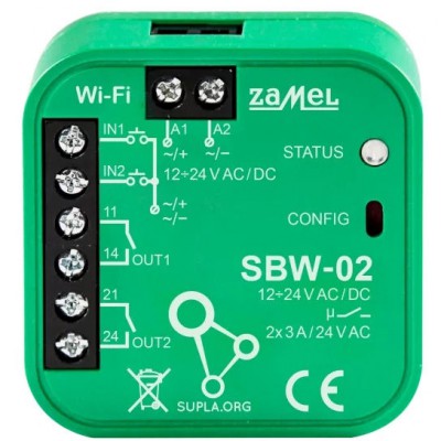 ZAMEL SPL10000019 Sterownik bramowy WI-FI 2-kanałowy Supla SBW-02