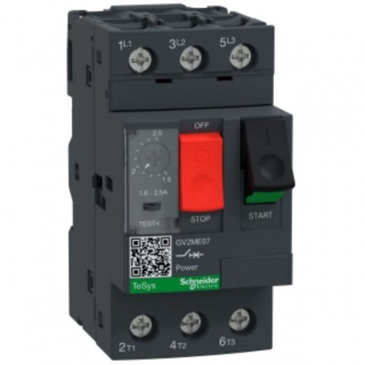 SCHNEIDER GV2ME07AP Wyłącznik silnikowy z napędem przyciskowym I=1,6-2,5A 0,12-0,18kW 400V 3P PL zacisk skrzynkowe