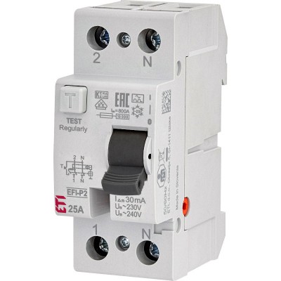 ETI Wyłącznik różnicowoprądowy EFI-P2 A 25/0.03 25A 30mA 10kA 2P /Typ A/
