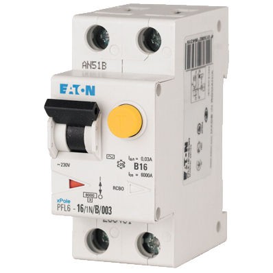 EATON Wyłącznik różnicowoprądowy PFL6-10/1N/C/003-A 10A 0,03A 30mA 6kA 2P /Typ A/