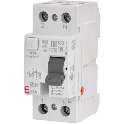 ETI Wyłącznik różnicowoprądowy EFI-P2 A 25/0.3 25A 300mA 10kA 2P /Typ A/