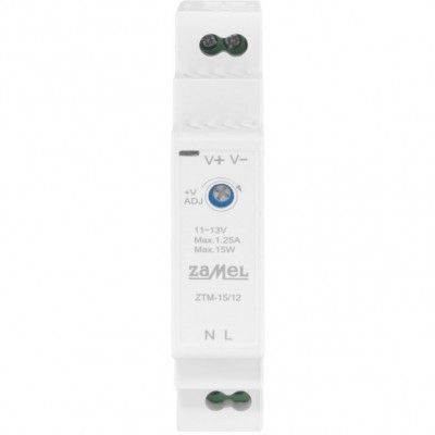 ZAMEL Zasilacz impulsowy montowany na szynie TH-35 (DIN) 15W 12V DC ZTM-15/12