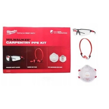 MILWAUKEE ZESTAW BHP DEKARZ - OKULARY, STOPERY, PÓŁMASKA MILWAUKEE KIT 4932492068