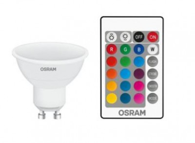 LEDVANCE Żarówka LED spot RGBW OSRAM LED STAR+ 4,2W GU10 WW 250LM ściemnialna + pilot