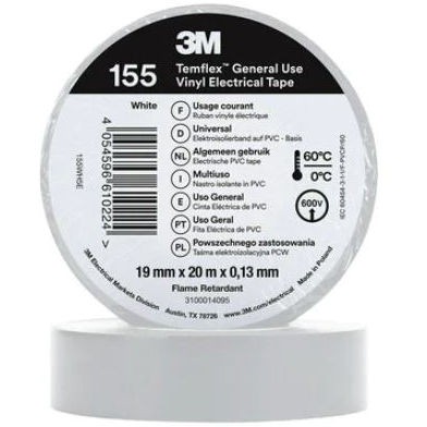 3M Winylowa taśma izolacyjna PCW Temflex 155 /19mmx20m/ Biały