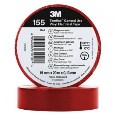 3M 7100184741 Winylowa taśma izolacyjna PCW Temflex 155 /19mmx20m/ Czerwony