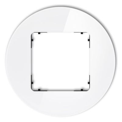 Ramka uniwersalna pojedyncza okrągła - efekt szkła (ramka: biała, spód: czarny) Efekt Szkła - Biały Karlik ICON - 0-12-IRSO-1