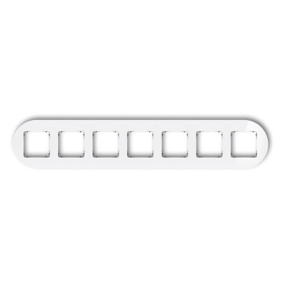 Ramka uniwersalna siedmiokrotna okrągła - efekt szkła (ramka: biała, spód: czarny) Efekt Szkła - Biały Karlik ICON - 0-12-IRSO-7