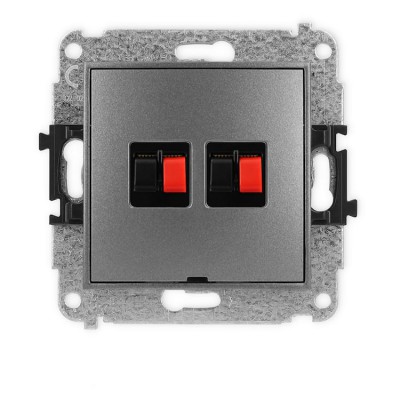 Mechanizm gniazda głośnikowego podwójnego, bez pola opisowego Grafitowy Karlik ICON - 11IGGBO-2