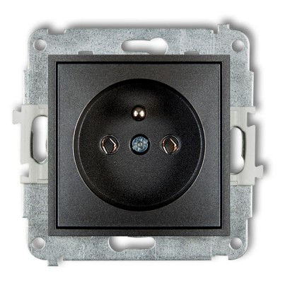 Mechanizm gniazda pojedynczego z uziemieniem 2P+Z (bez przesłon torów prądowych) Grafitowy Karlik ICON - 11IGP-1z