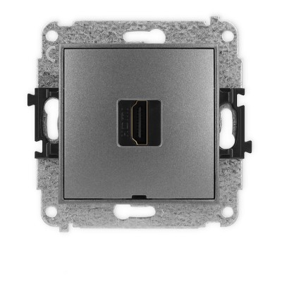 Mechanizm gniazda pojedynczego HDMI 2.0, 4K, bez pola opisowego Grafitowy Karlik ICON - 11IHDMIBO-3
