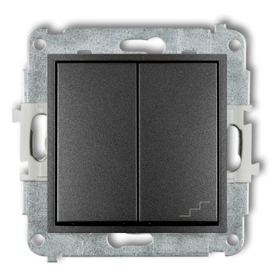 Mechanizm łącznika jednobiegunowego ze schodowym (osobne zasilanie) Grafitowy Karlik ICON - 11IWP-10.2