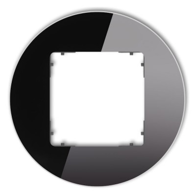 Ramka uniwersalna pojedyncza okrągła - efekt szkła (ramka: czarna, spód: grafitowy mat) Efekt Szkła - Czarny Karlik ICON - 12-28-IRSO-1