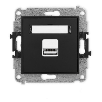 12ICUSB-1 Mechanizm ładowarki USB pojedynczej USB A, 5W max., 5V, 1A Czarny Mat