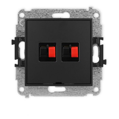 Mechanizm gniazda głośnikowego podwójnego, bez pola opisowego Czarny Mat Karlik ICON - 12IGGBO-2