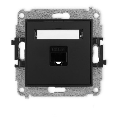 Mechanizm gniazda komputerowego pojedynczego 1xRJ45, kat. 5e, 8-stykowy Czarny Mat Karlik ICON - 12IGK-1