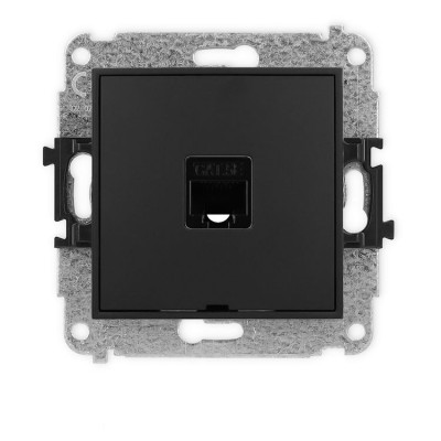 Mechanizm gniazda komputerowego pojedynczego 1xRJ45, kat. 5e, 8-stykowy, bez pola opisowego Czarny Mat Karlik ICON - 12IGKBO-1