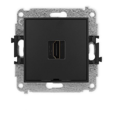 Mechanizm gniazda pojedynczego HDMI 2.1, 8K, bez pola opisowego Czarny Mat Karlik ICON - 12IHDMIBO-5