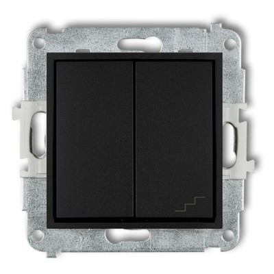 Mechanizm łącznika jednobiegunowego ze schodowym (osobne zasilanie) Czarny Mat Karlik ICON - 12IWP-10.2