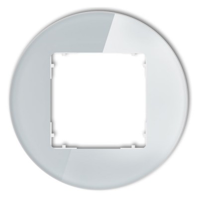 Ramka uniwersalna pojedyncza okrągła - efekt szkła (ramka: szara, spód: biały) Efekt Szkła - Szary Karlik ICON - 15-0-IRSO-1