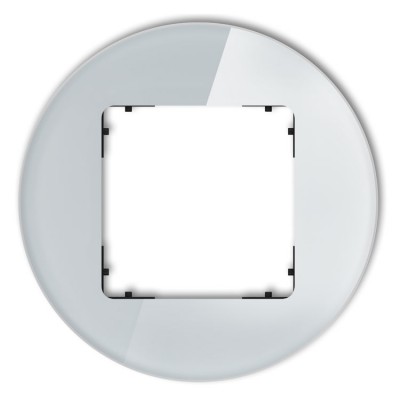 Ramka uniwersalna pojedyncza okrągła - efekt szkła (ramka: szara, spód: czarny) Efekt Szkła - Szary Karlik ICON - 15-12-IRSO-1