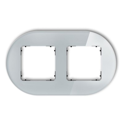 Ramka uniwersalna podwójna okrągła - efekt szkła (ramka: szara, spód: czarny) Efekt Szkła - Szary Karlik ICON - 15-12-IRSO-2
