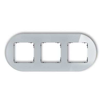 Ramka uniwersalna potrójna okrągła - efekt szkła (ramka: szara, spód: czarny) Efekt Szkła - Szary Karlik ICON - 15-12-IRSO-3