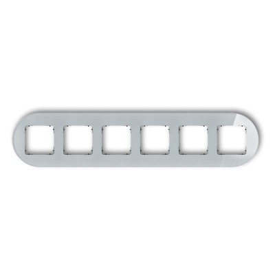 Ramka uniwersalna sześciokrotna okrągła - efekt szkła (ramka: szara, spód: czarny) Efekt Szkła - Szary Karlik ICON - 15-12-IRSO-6