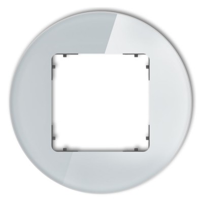 Ramka uniwersalna pojedyncza okrągła - efekt szkła (ramka: szara spód: grafitowy mat) Efekt Szkła - Szary Karlik ICON - 15-28-IRSO-1
