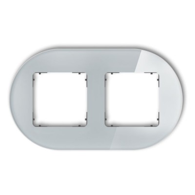Ramka uniwersalna podwójna okrągła - efekt szkła (ramka: szara, spód: grafitowy mat) Efekt Szkła - Szary Karlik ICON - 15-28-IRSO-2