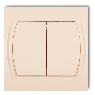 Łącznik jednobiegunowy ze schodowym podświetlany (dwa klawisze bez piktogramów, wspólne zasilanie) Beżowy Karlik LOGO - 1LWP-10L.11