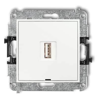 25ICUSBBO-1 Mechanizm ładowarki USB pojedynczej USB A, 5W max., 5V, 1A, bez pola opisowego Biały Mat