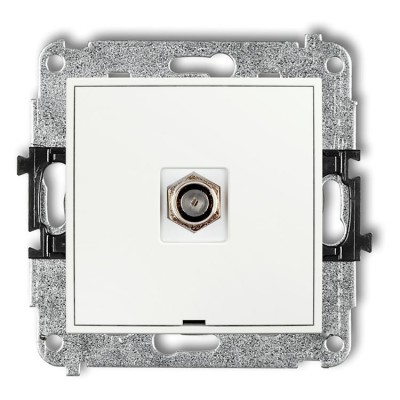 25IGFBO-1 Mechanizm gniazda antenowego pojedynczego typu F (SAT) niklowany, bez pola opisowego Biały Mat