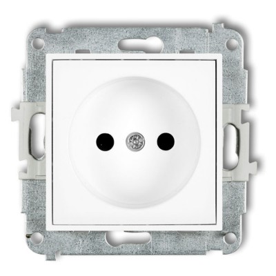 Mechanizm gniazda pojedynczego bez uziemienia 2P (przesłony torów prądowych) Biały Mat Karlik ICON - 25IGP-1p