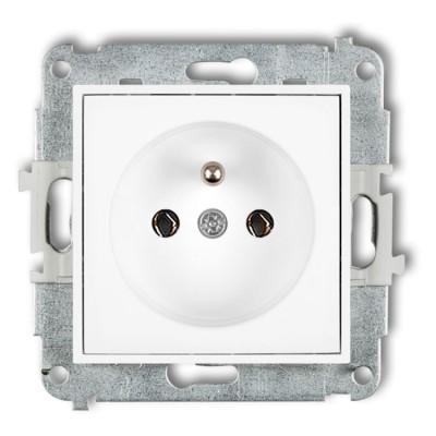 Mechanizm gniazda pojedynczego z uziemieniem 2P+Z (bez przesłon torów prądowych) Biały Mat Karlik ICON - 25IGP-1z
