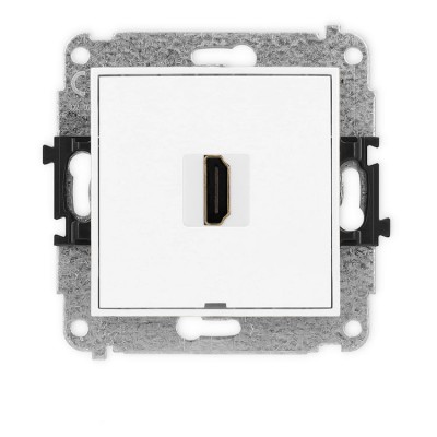 Mechanizm gniazda pojedynczego HDMI 2.0, 4K, bez pola opisowego Biały Mat Karlik ICON - 25IHDMIBO-3
