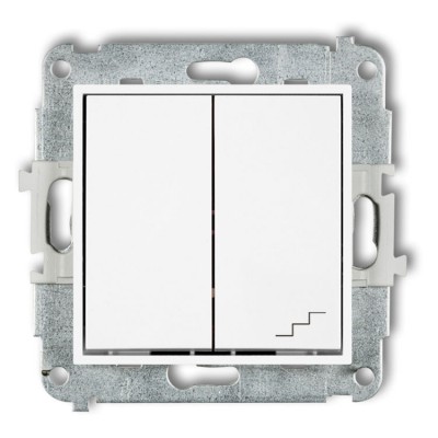 Mechanizm łącznika jednobiegunowego ze schodowym (wspólne zasilanie) Biały Mat 25IWP-10.1 Karlik ICON