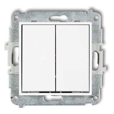 Mechanizm łącznika jednobiegunowego ze schodowym (dwa klawisze bez piktogramów, wspólne zasilanie) Biały Mat 25IWP-10.11 Karlik ICON