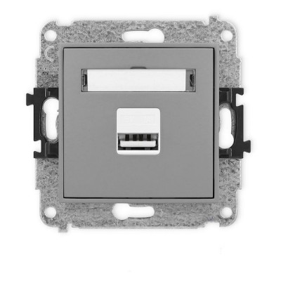Mechanizm ładowarki USB pojedynczej USB A, 5W max., 5V, 1A Szary Mat Karlik ICON - 27ICUSB-1