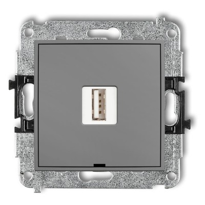 27ICUSBBO-3 Mechanizm ładowarki USB pojedynczej USB A, 10W max., 5V, 2A, bez pola opisowego Szary Mat