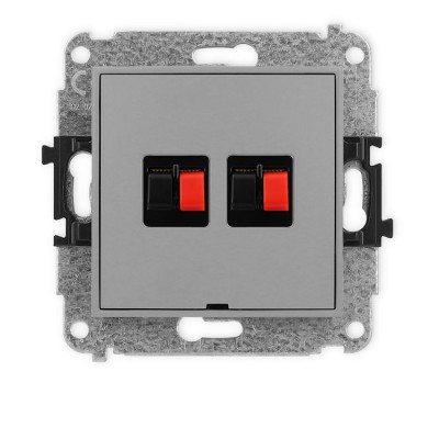 Mechanizm gniazda głośnikowego podwójnego, bez pola opisowego Szary Mat Karlik ICON - 27IGGBO-2