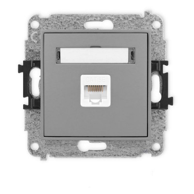 Mechanizm gniazda komputerowego pojedynczego 1xRJ45, kat. 5e, 8-stykowy Szary Mat Karlik ICON - 27IGK-1