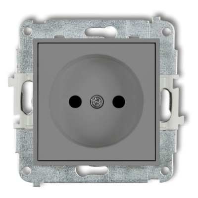 Mechanizm gniazda pojedynczego bez uziemienia 2P (przesłony torów prądowych) Szary Mat Karlik ICON - 27IGP-1p