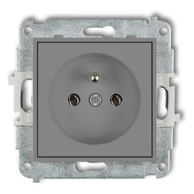 Mechanizm gniazda pojedynczego z uziemieniem 2P+Z (bez przesłon torów prądowych) Szary Mat Karlik ICON - 27IGP-1z