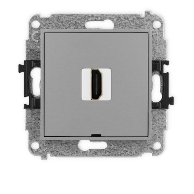 Mechanizm gniazda pojedynczego HDMI 2.0, 4K, bez pola opisowego Szary Mat Karlik ICON - 27IHDMIBO-3