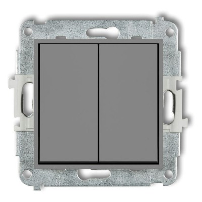 Mechanizm łącznika jednobiegunowego ze schodowym (dwa klawisze bez piktogramów, wspólne zasilanie) Szary Mat 27IWP-10.11 Karlik ICON