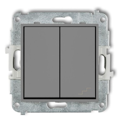 Mechanizm łącznika jednobiegunowego ze schodowym (osobne zasilanie) Szary Mat Karlik ICON - 27IWP-10.2